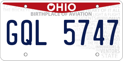 OH license plate GQL5747