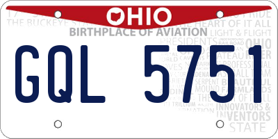 OH license plate GQL5751