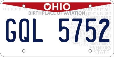 OH license plate GQL5752