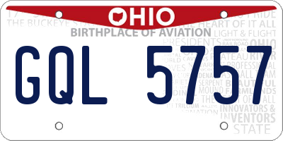 OH license plate GQL5757