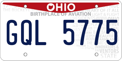 OH license plate GQL5775