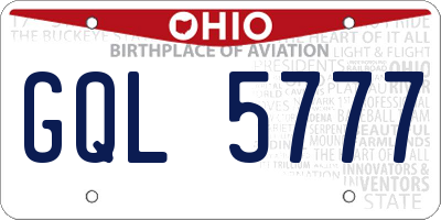 OH license plate GQL5777