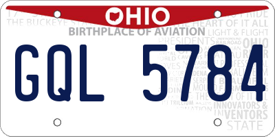 OH license plate GQL5784