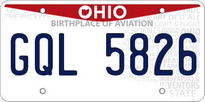 OH license plate GQL5826