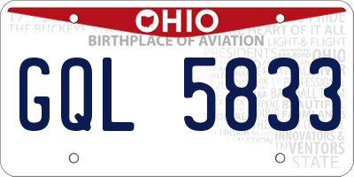 OH license plate GQL5833