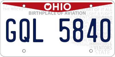 OH license plate GQL5840