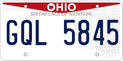 OH license plate GQL5845