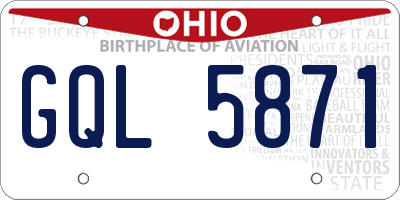 OH license plate GQL5871