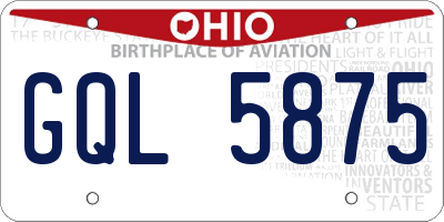 OH license plate GQL5875