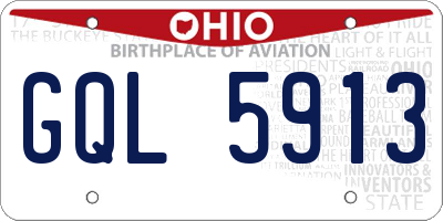 OH license plate GQL5913