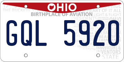 OH license plate GQL5920