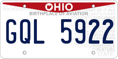 OH license plate GQL5922