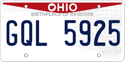 OH license plate GQL5925