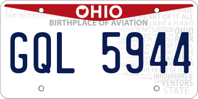 OH license plate GQL5944
