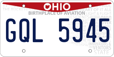 OH license plate GQL5945