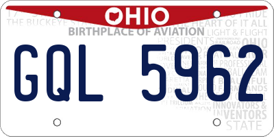 OH license plate GQL5962