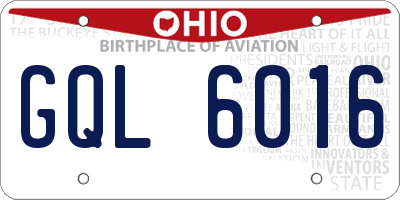 OH license plate GQL6016