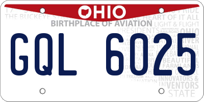 OH license plate GQL6025