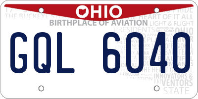 OH license plate GQL6040