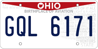 OH license plate GQL6171