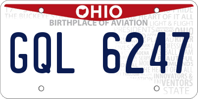 OH license plate GQL6247