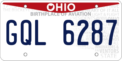 OH license plate GQL6287