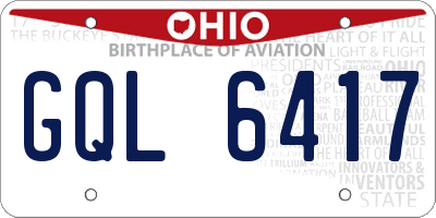 OH license plate GQL6417