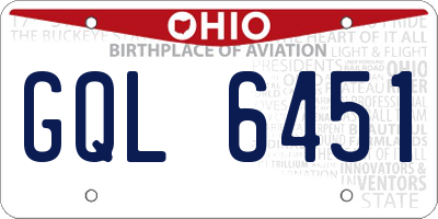 OH license plate GQL6451