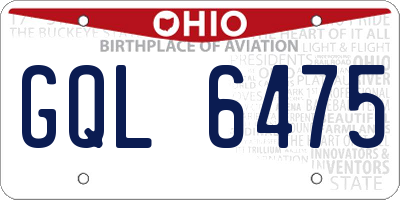 OH license plate GQL6475