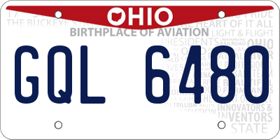 OH license plate GQL6480
