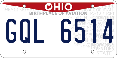 OH license plate GQL6514