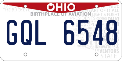 OH license plate GQL6548