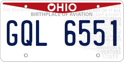 OH license plate GQL6551