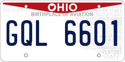 OH license plate GQL6601