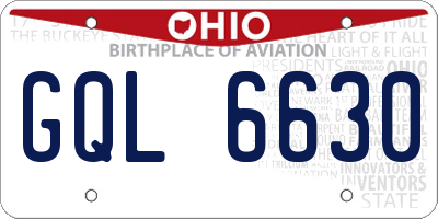 OH license plate GQL6630