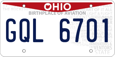 OH license plate GQL6701