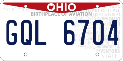 OH license plate GQL6704