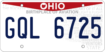 OH license plate GQL6725