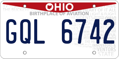 OH license plate GQL6742