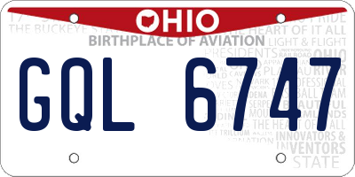 OH license plate GQL6747