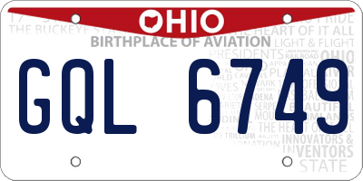 OH license plate GQL6749
