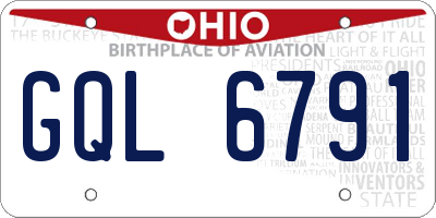 OH license plate GQL6791
