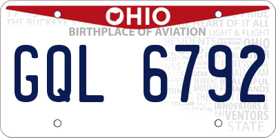 OH license plate GQL6792
