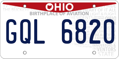 OH license plate GQL6820