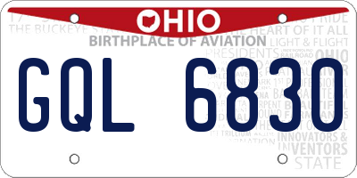 OH license plate GQL6830