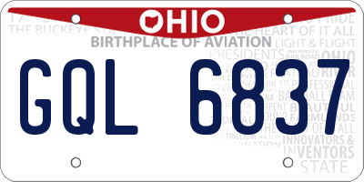 OH license plate GQL6837