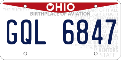 OH license plate GQL6847