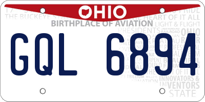 OH license plate GQL6894