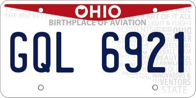 OH license plate GQL6921