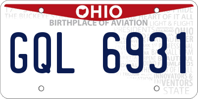 OH license plate GQL6931